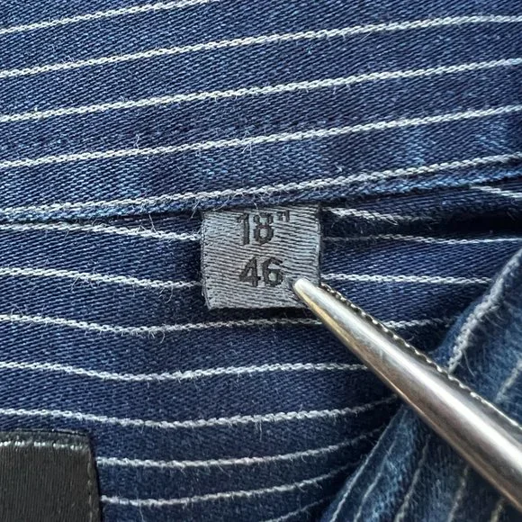 Sand Copenhagen "SPO" Blue Pinstriped Button-Up Dress Shirt - Men's 18" / 46 - Picture 6 of 9